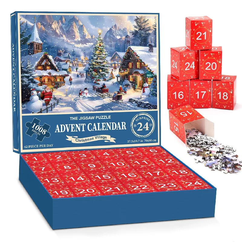 Advent Calendar 2024 Jigsaw Puzzle,24 Box Christmas Countdown Calendar For