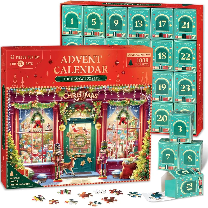 Advent Calendar 2024 Jigsaw Puzzles Christmas Shop Advent Calendar Puzzle,