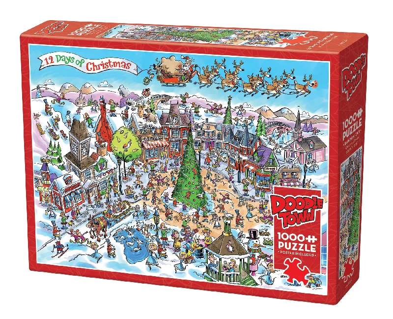 DoodleTown 12 Days of Christmas 1000 Piece Puzzle