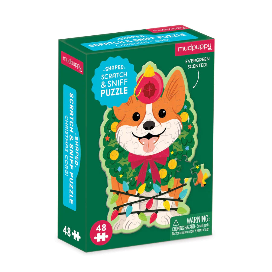 Mudpuppy Scratch & Sniff Puzzle - Christmas Corgi