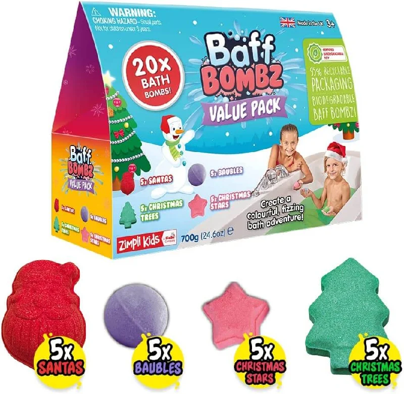 CHRISTMAS BAFF BOMBZ - 20 BATH BOMB VALUE PACK