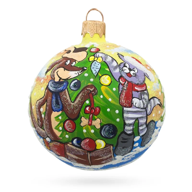 Prostokvashino Animated Tales Blown Glass Ball Christmas Ornament 3.25 Inches