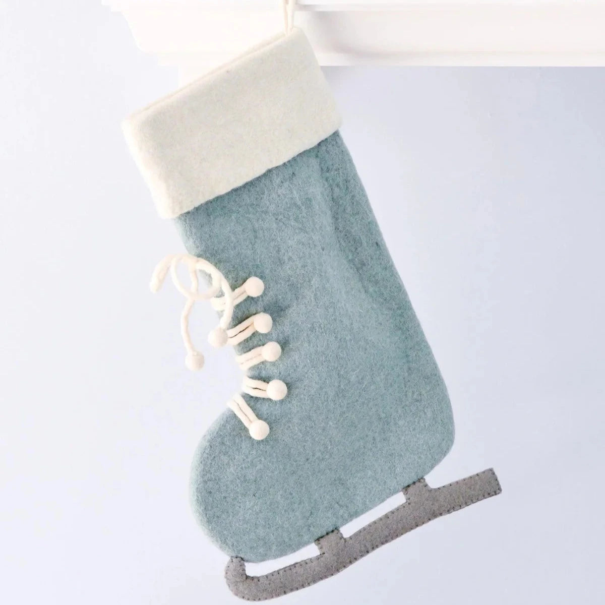 Felt Ice Skating Christmas Stocking - Blue