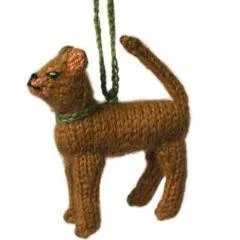 Hand Knit Alpaca Wool Christmas Ornament - Abyssinian Cat