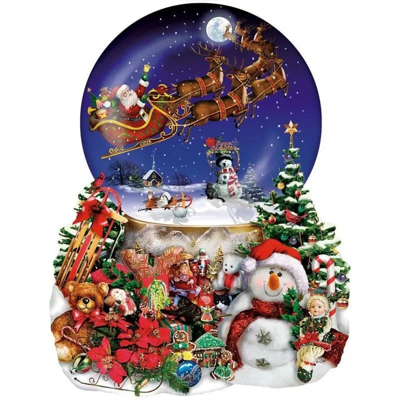 Santa's Snowy Ride Snow Globe Christmas Puzzle