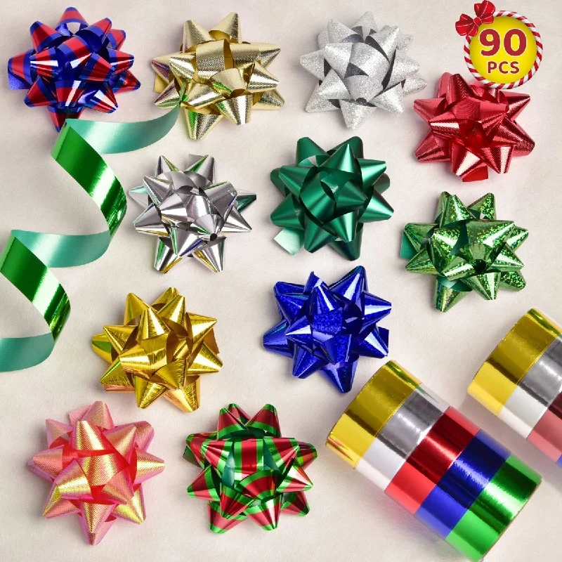 90PCS Christmas Assorted Gift Wrap Pull Bows