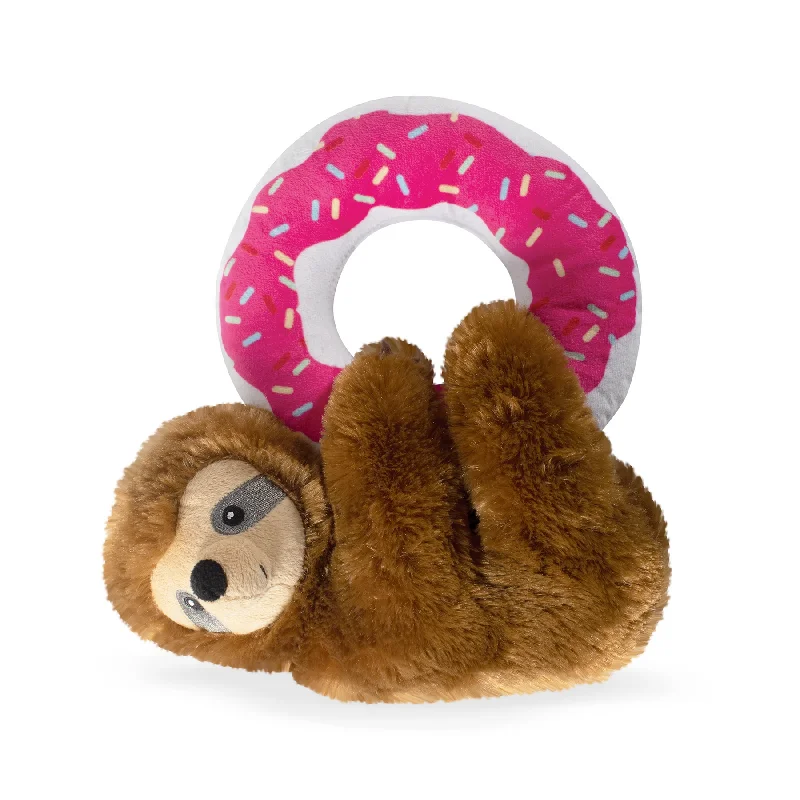 Donut Leave Me Hanging Sloth Squeaky Plush Toy