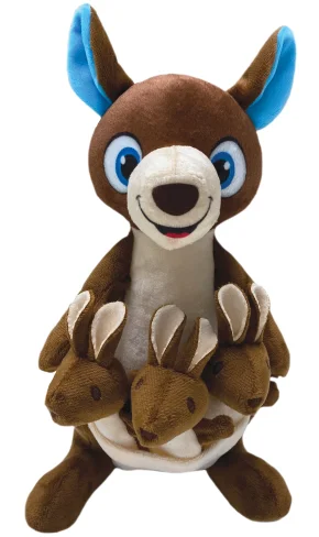 Happy Tails Hide & Seek 4 Piece Plush Dog Toy Kangaroo with 3 Babies (NEW)