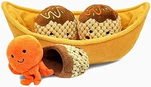 HugSmart Pet – Foodie Japan Takoyaki | Squeaky Hide and Seek Plush Treat Dispensing Snuffle Dog Toys