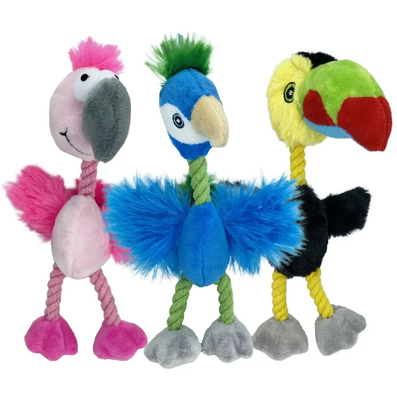 Multipet Mini Bird Brain Plush Dog Toy Assorted Animals 8"