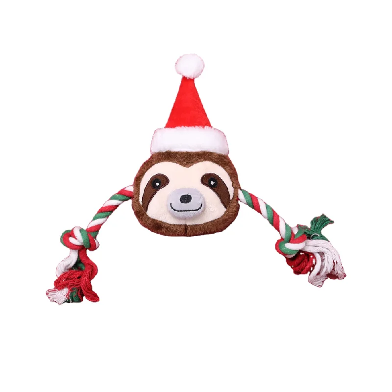 Santa Sloth Plush Rope Toy