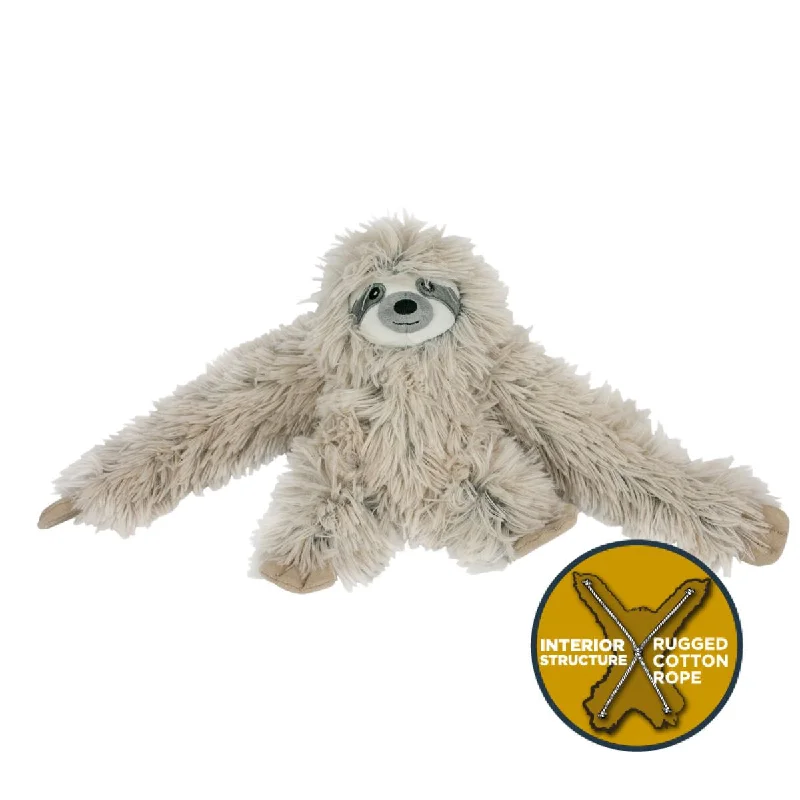 Squeaky Plush Dog Toy: Sloth Rope Body