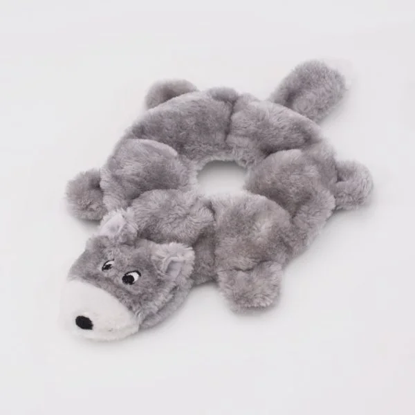 ZippyPaws Loopy Multi Squeaker Plush Dog Toy, Wolf