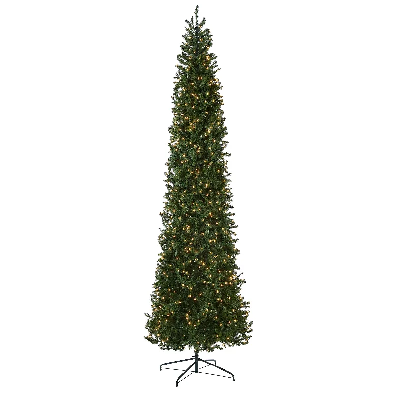 10 ft.Pre-Lit Kingswood Fir Pencil Slim Tree with Clear Lights