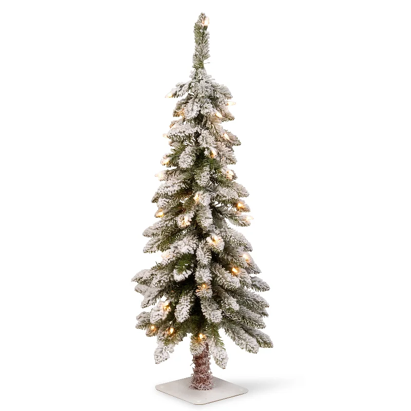 3 ft. Pre-Lit Snowy Downswept Forestree Tree with Clear Lights