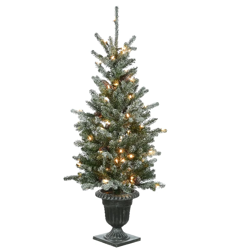 4 ft. Pre-Lit  Snowy Morgan Spruce Tree with Clear Lights