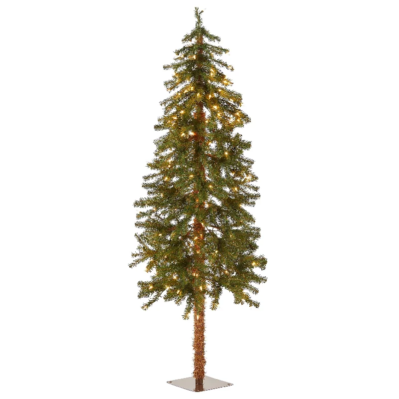 5 ft. Pre-Lit Hickory Cedar Slim Tree with Clear Lights