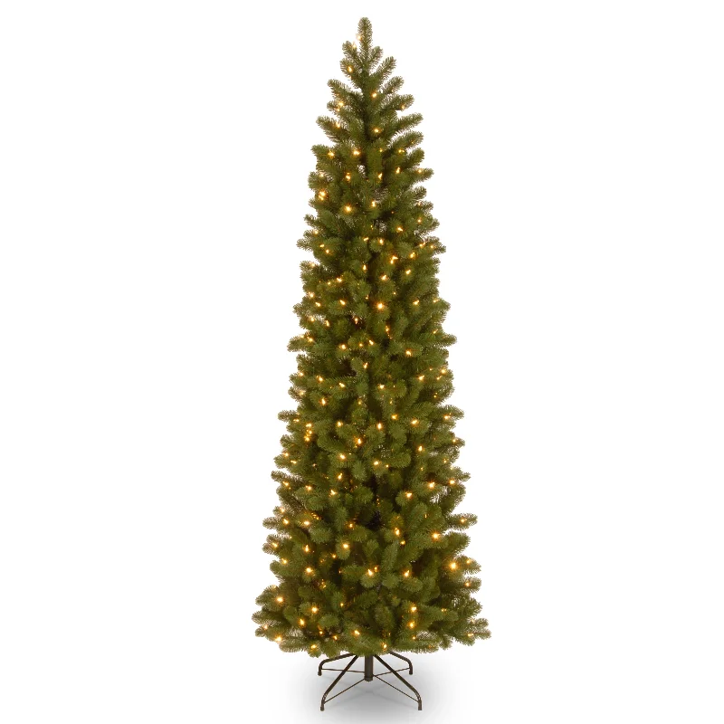 6.5 ft. Pre-Lit Downswept Douglas Fir Pencil Slim Tree with Dual Color LED Lights