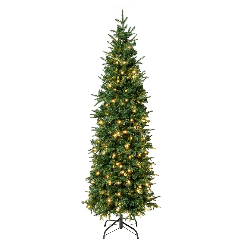 6 ft. Pre-Lit Duxbury Feel Real Slim Tree with LED Lights