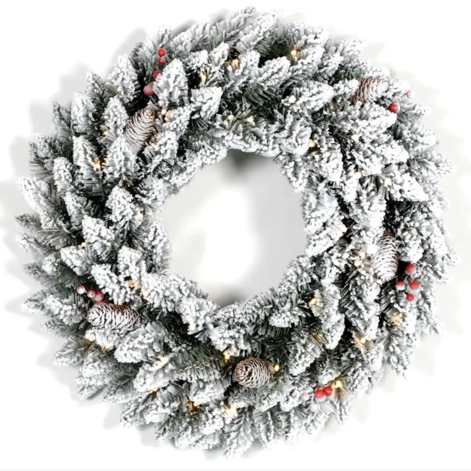 60 Cm Aspen Fir Snow Wreath - 50 Led