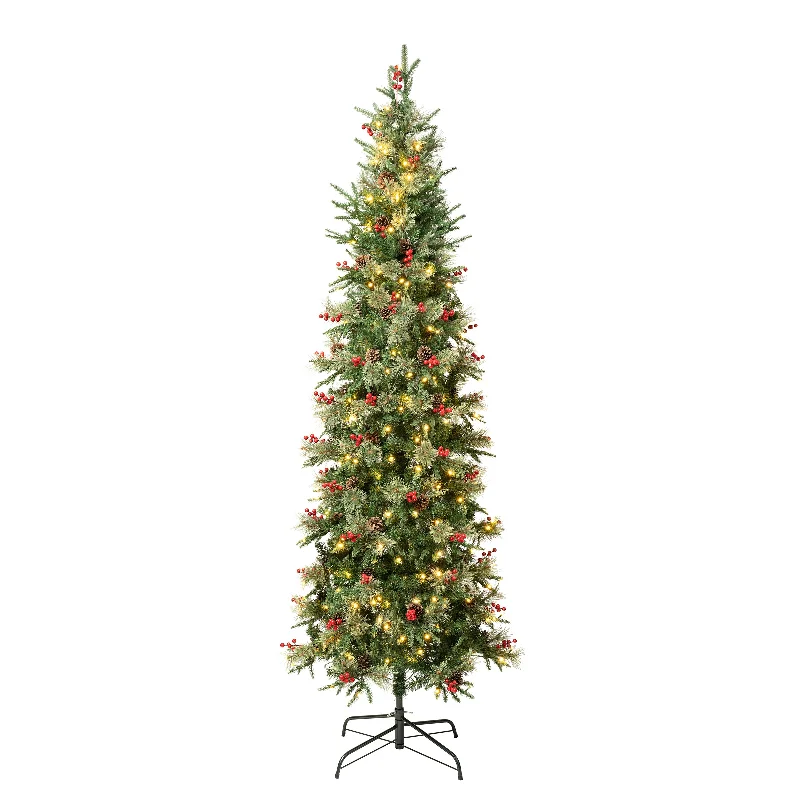 7.5 ft. Pre-Lit Virginia Pine Mixed Slim Tree with Warm White LED Lights