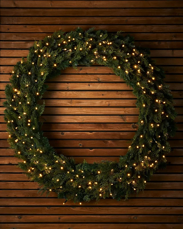 LINK PRO Linkable Pre-Lit Natural Fir Wreath, 1.2 m