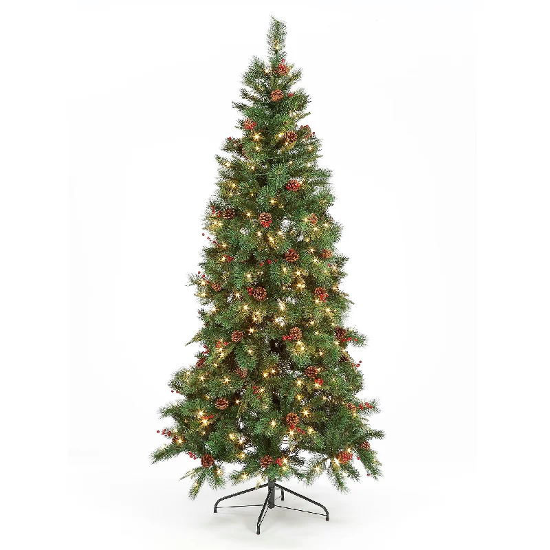 Pre-Lit Cranberry Pine Tree with Warm White LED's