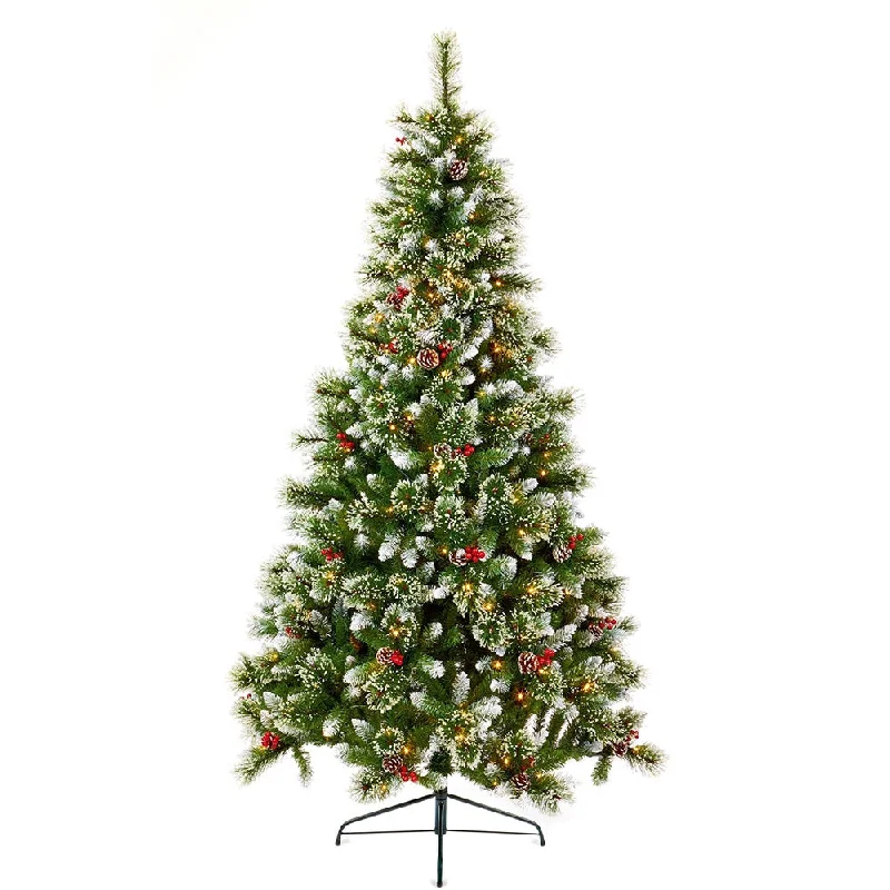 Premier 2.1m Pre-Lit Sugar Pine Tree with Iced Berries & Cones