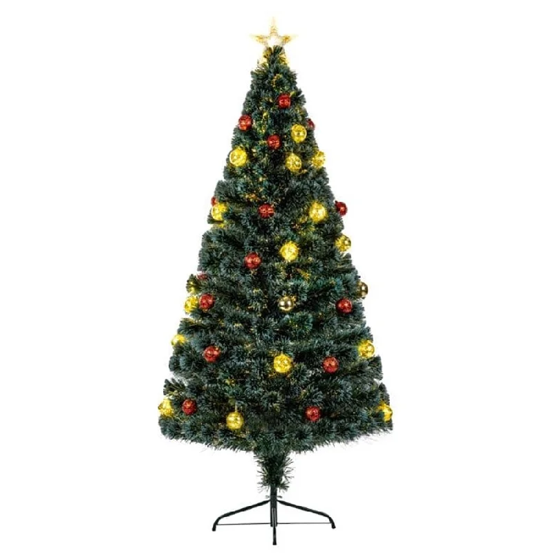 Premier Green Fibre Optic Tree with Pin Wire LED Baubles