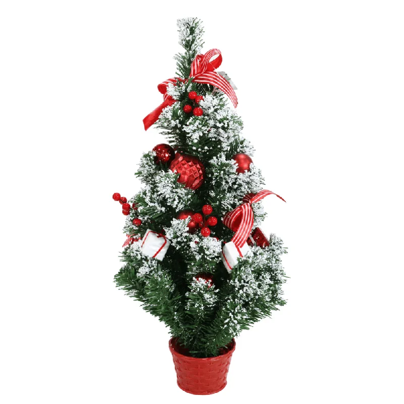 Red and White Snowy Potted Tree (60cm)