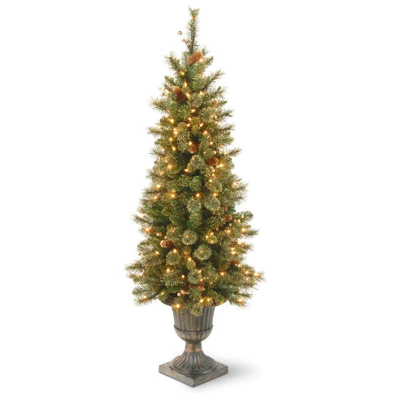 4 ft. Pre-Lit Glittery Gold Pine Tree with Clear Lights