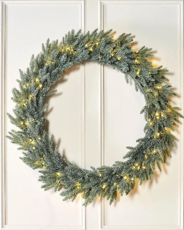 Pre-Lit Mixed Pine Blue Wreath, 1 m