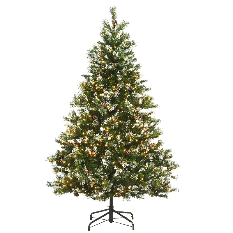 6.5 ft. Pre-Lit Glittery Pine Tree with Clear Lights