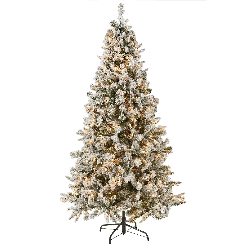 6.5 ft. Pre-Lit Snowy Mixed Pine Tree with Clear Lights