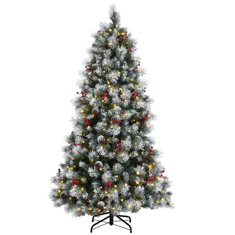 7.5 ft. Pre-Lit Snowy Glacier Pine Tree with Dual Color LED Lights