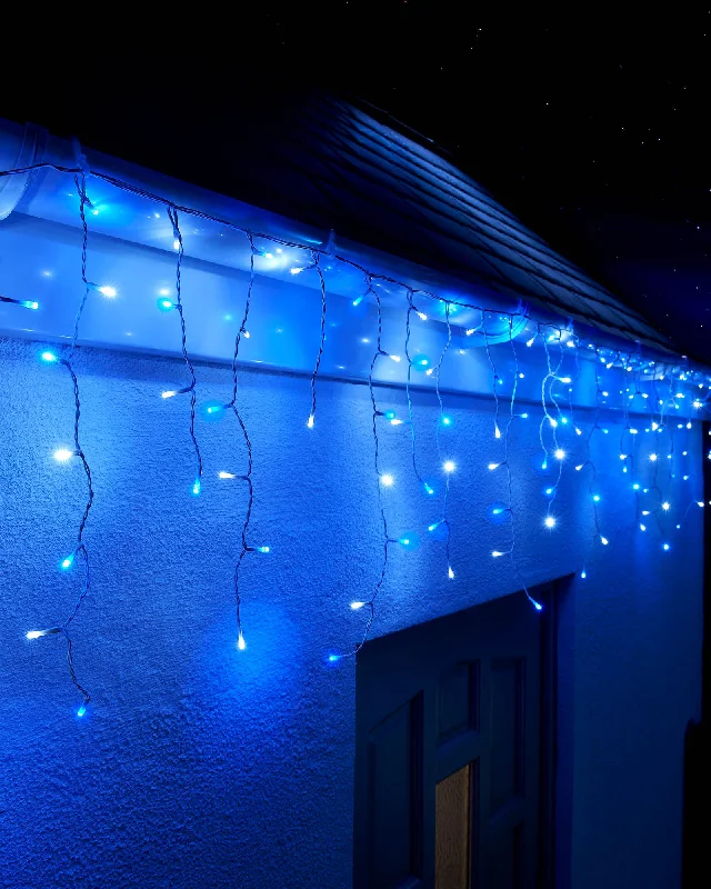 LINK UP LED Icicle Lights, White Cable, Blue / White