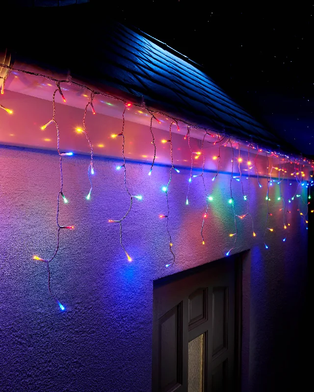 LINK UP LED Icicle Lights, White Cable, Multi Colour